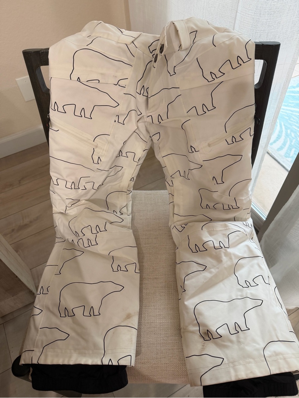 Perfect Moment Kids White Polar Bear Outline Snow Pants